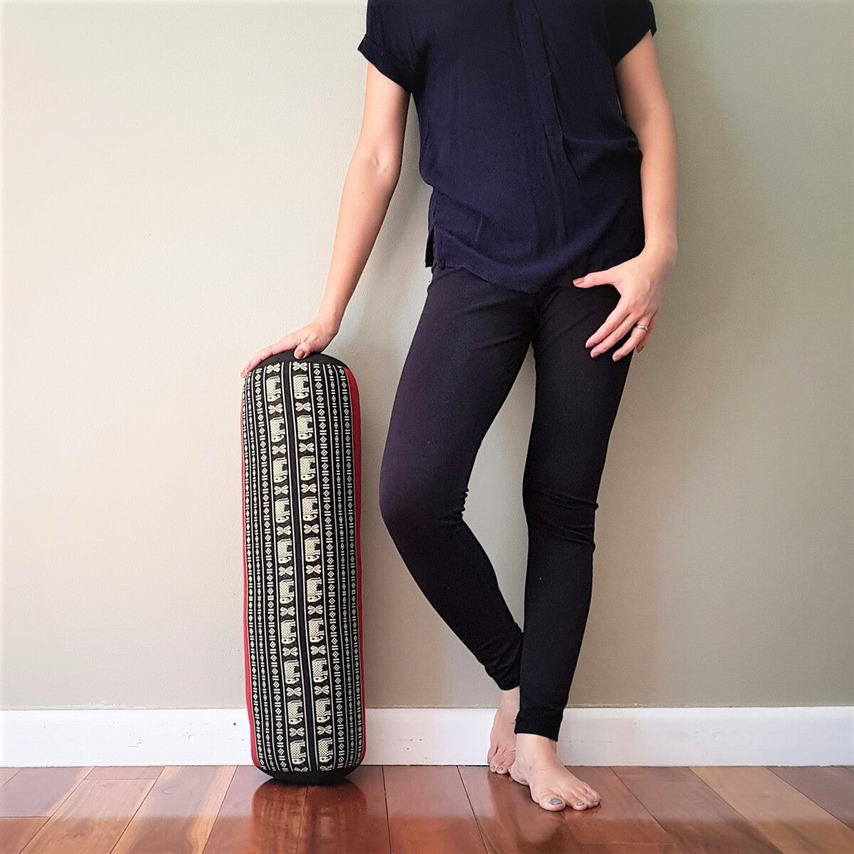 Thai Yoga Bolster Prop Kapok Filled 65x16x16cm Handmade Cotton Red - SuperSaverAU - view 1