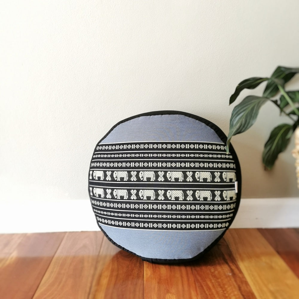 Thai Round Zafu Meditation Cushion Kapok Filled 40cm Diameter Blue - SuperSaverAU - view 1