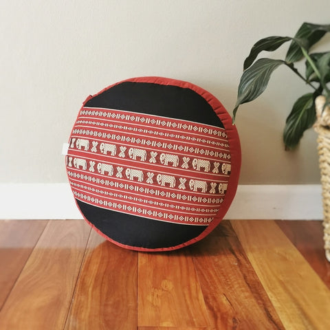 Thai Round Zafu Meditation Cushion Kapok Filled 40cm Diameter Red - SuperSaverAU - view 1
