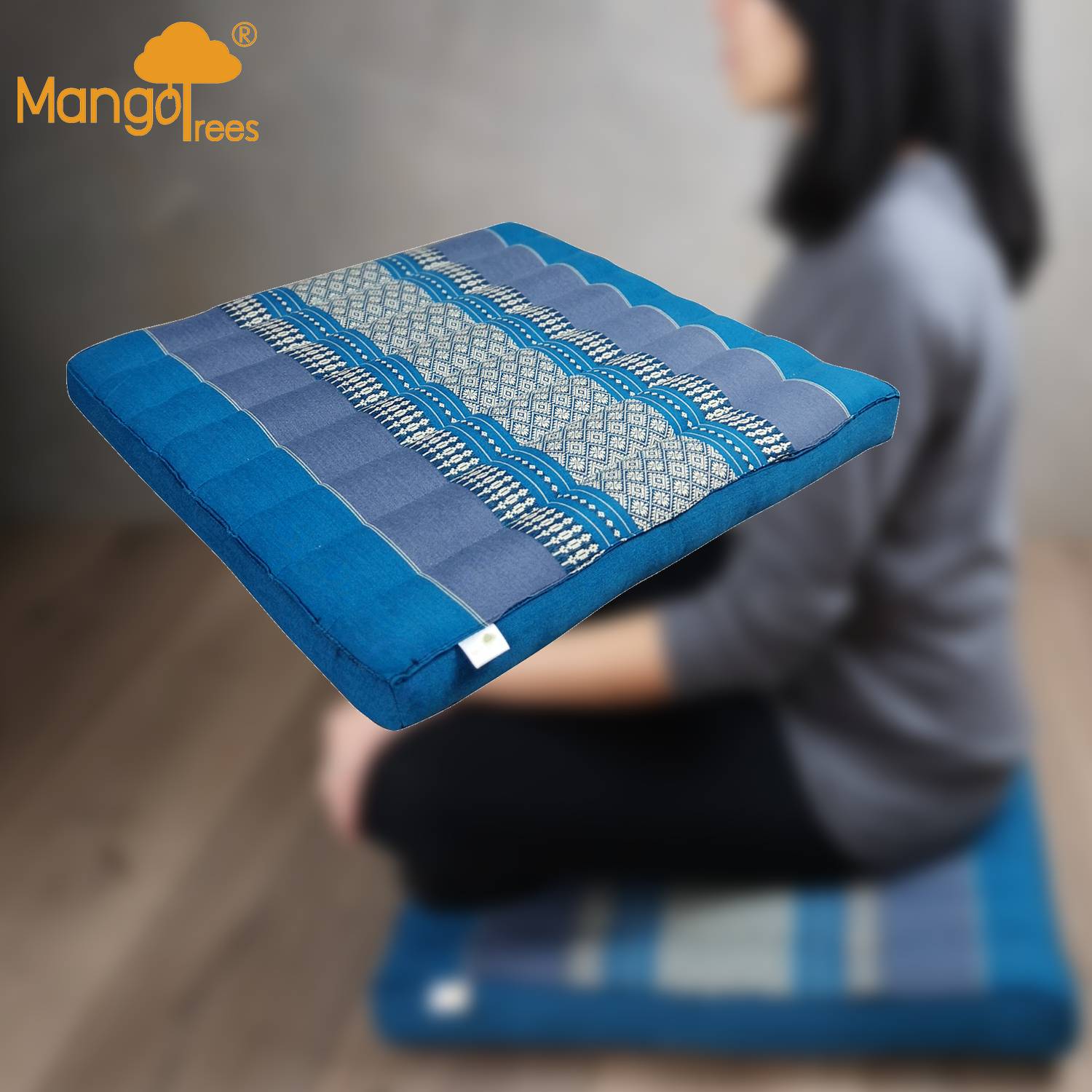 Thai Kapok Meditation Cushion Yoga Seat Blue - SuperSaverAU - view 1