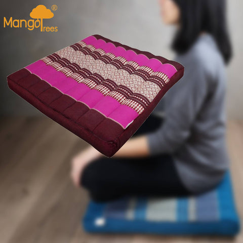 Premium Thai Kapok Square Meditation Cushion Pink 50x50cm Yoga Floor Seat