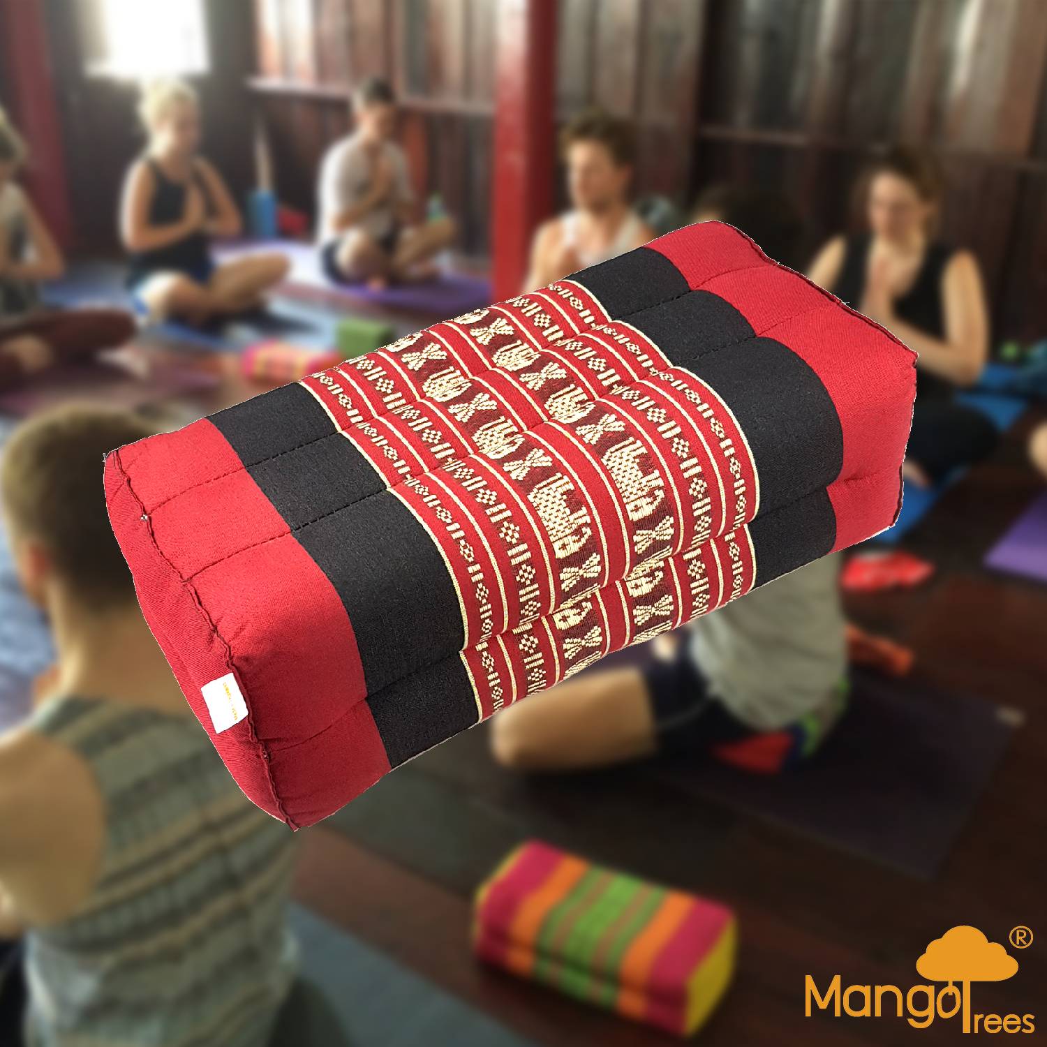 Thai Handmade Yoga Block Meditation Cushion Red Elephant with 100% Organic Kapok - SuperSaverAU - view 1