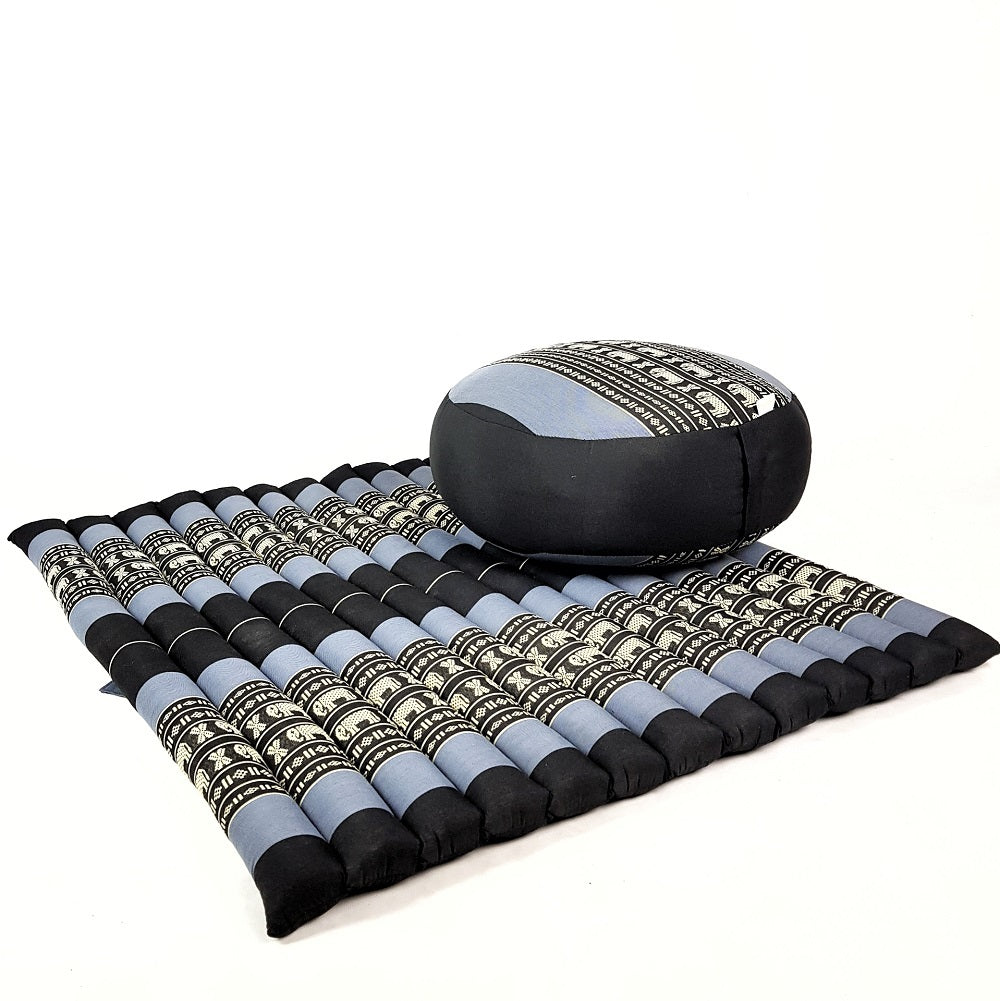 Thai Zafu & Zabuton Meditation Cushion Set Blue Elephant with 100% Organic Kapok - SuperSaverAU - view 1