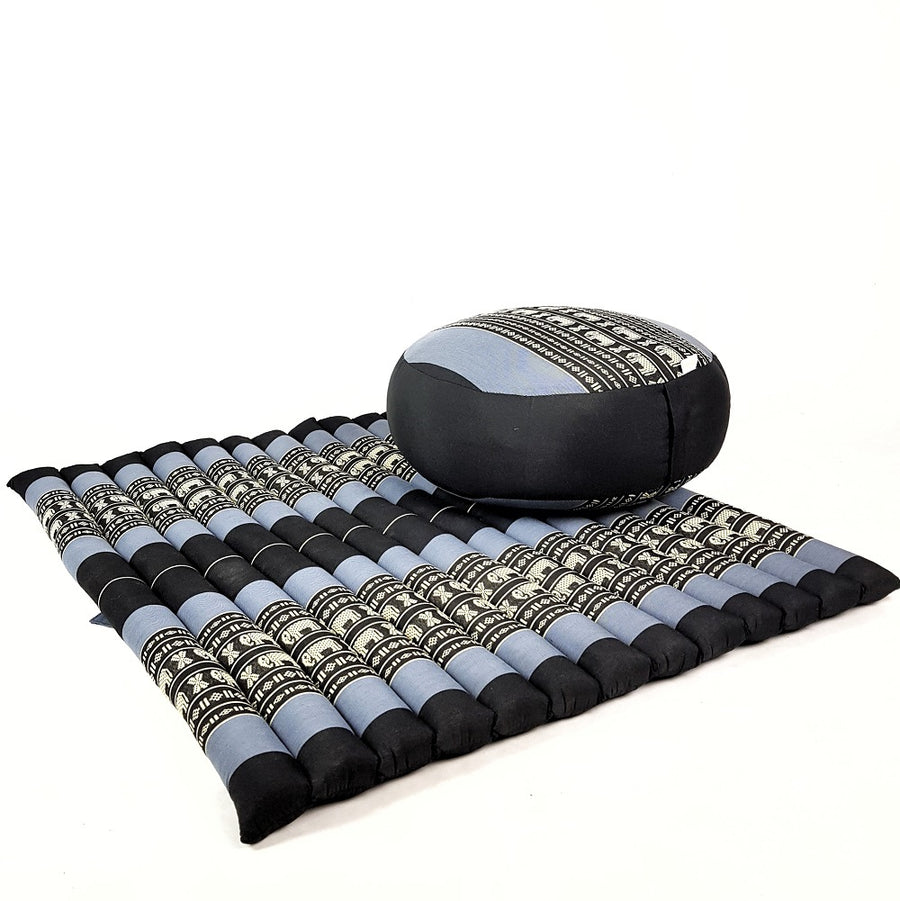 Thai Zafu & Zabuton Meditation Cushion Set Blue Elephant with 100% Organic Kapok - SuperSaverAU - view 1