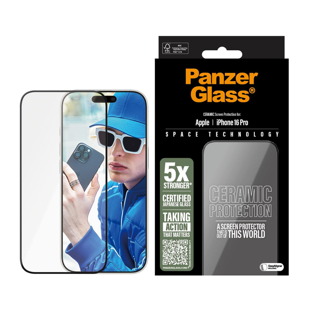PanzerGlass Ceramic iPhone 16 Pro Screen Protector - Clear