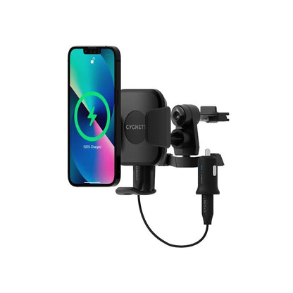Cygnett Wireless 10W Vent Qi Car Charger Mount - Includes Charge and Cable