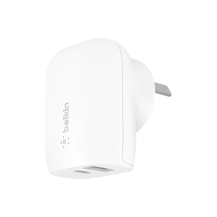 Belkin Dual PD Wall Charger with PPS - 42W Fast Charging for iPhone & Android, 1x USB-C (30W) & 1x USB-A (12W) - White - SuperSaverAU - view 4