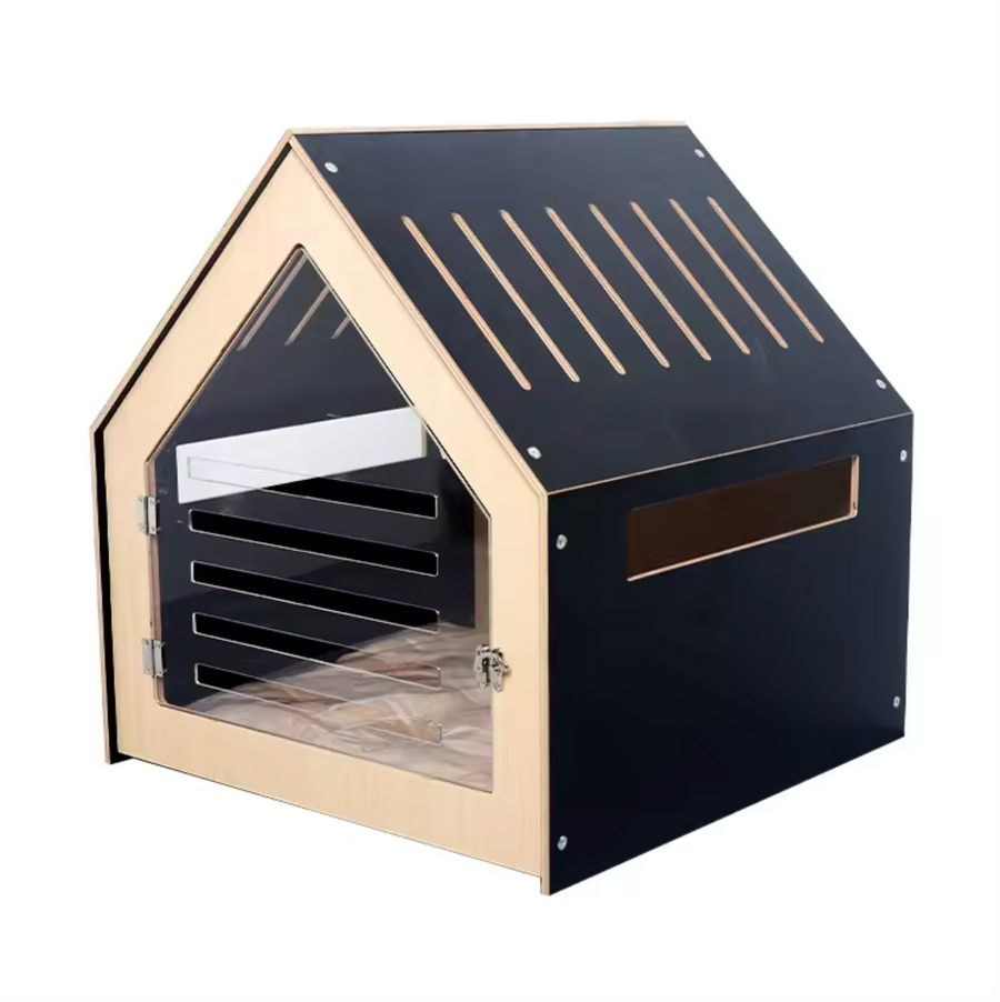Modern Pet House Dog Crate 58cm w/ Acrylic Door & Cushion - Indoor Use - SuperSaverAU - view 1