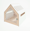 Modern Pet House Dog Crate with Acrylic Door & Cushion, 58x58x63 cm, Indoor Use - SuperSaverAU - view 1