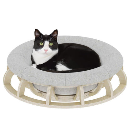 Timber Gyro Cat Nest Bed, 60cm x 60cm x 22cm, Scratch Resistant, Multi-functional