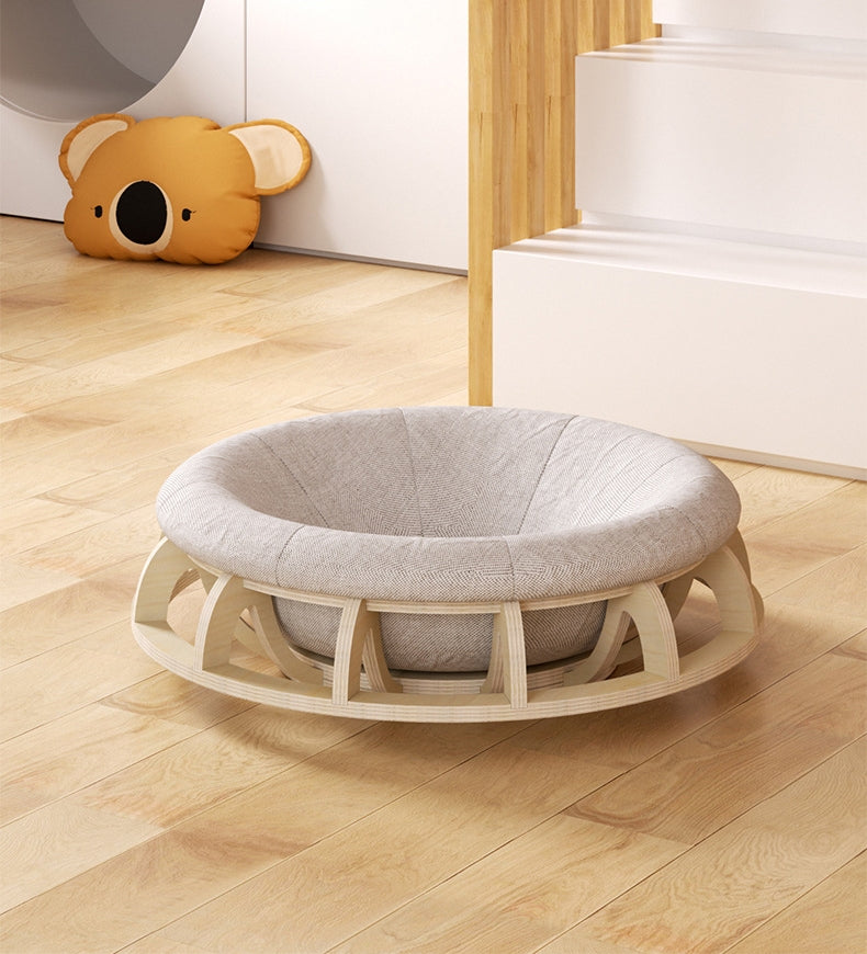Timber Gyro Cat Nest Bed, 60cm x 60cm x 22cm, Scratch Resistant, Multi-functional