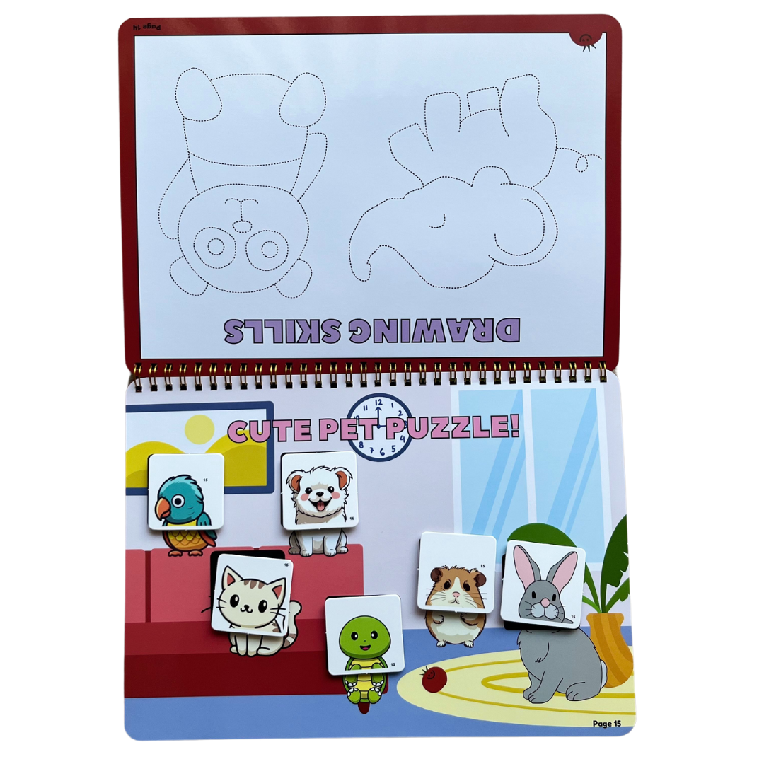 Tiny Walkers Quiet & Busy Book - 30 Interactive Pages, 95+ Cutouts, Montessori Play