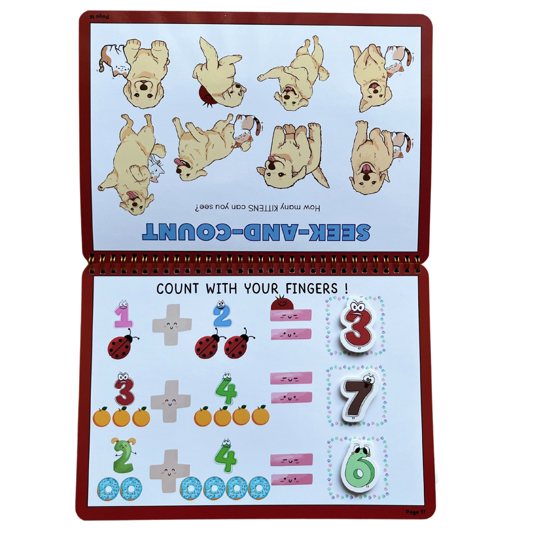 Tiny Walkers Quiet & Busy Book - 30 Interactive Pages, 95+ Cutouts, Montessori Play