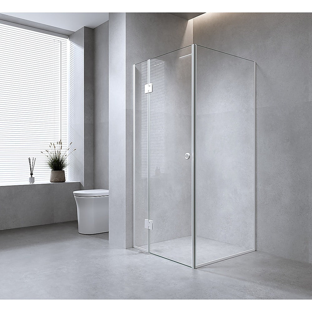 Della Francesca 120x70cm Corner Frameless Shower Screen with Nickel Channel