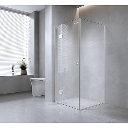 Della Francesca 120x70cm Corner Frameless Shower Screen with Nickel Channel