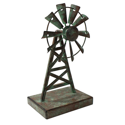 Decorative Galvanised Windmill Ornament on Base 26cm