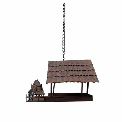 Rust Hanging Birdhouse with 2 Birds 42cm - Garden Feeder