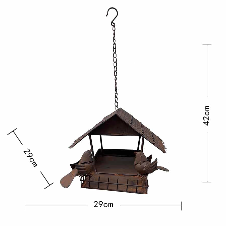 Rust Hanging Birdhouse with 2 Birds 42cm - Garden Feeder
