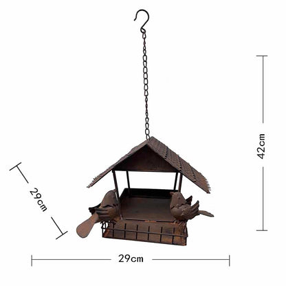 Rust Hanging Birdhouse with 2 Birds 42cm - Garden Feeder