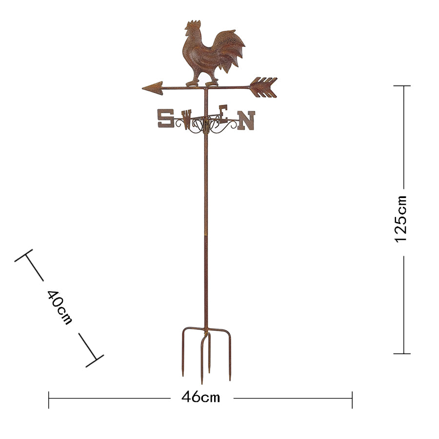 Rooster Weather Vane Stake 125cm - Rustic Garden Decor
