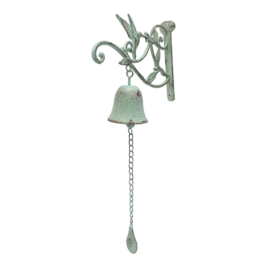 Distress Green Bird & Bell Post 26x51cm Rustic Turquoise