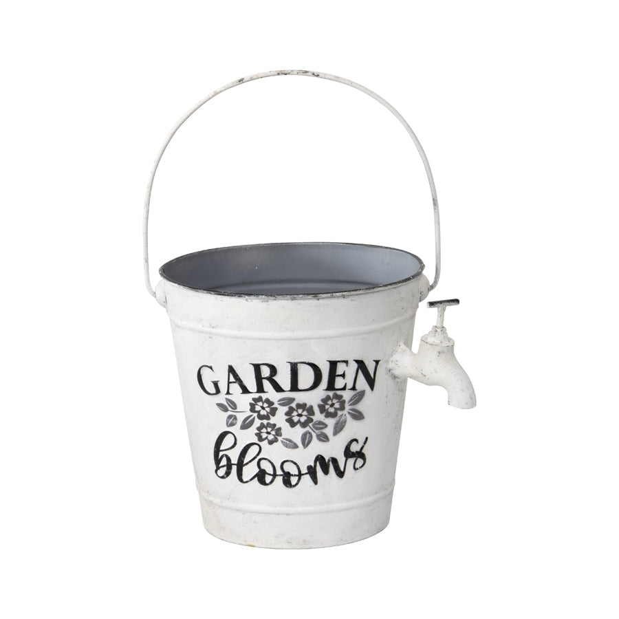 Country Garden Bucket Planter w Decorative Tap 27cm