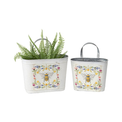 Set 2 Oval Planter Storage Bucket 28cm