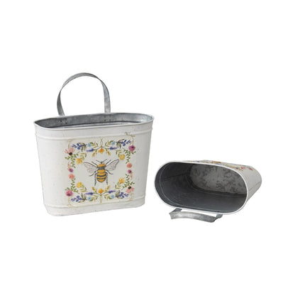 Set 2 Oval Planter Storage Bucket 28cm