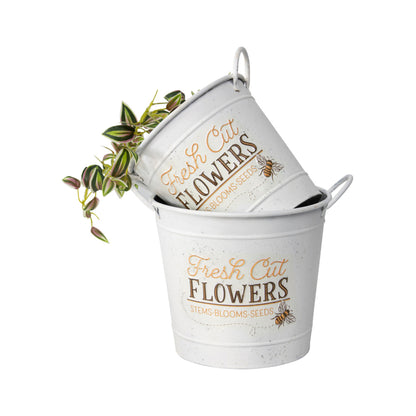Set 2 Flowers Bucket Planters 32cm