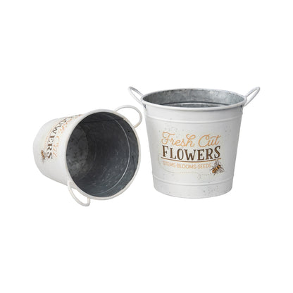 Set 2 Flowers Bucket Planters 32cm