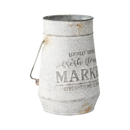 Distressed Flower Market Planter w Handle 26cm