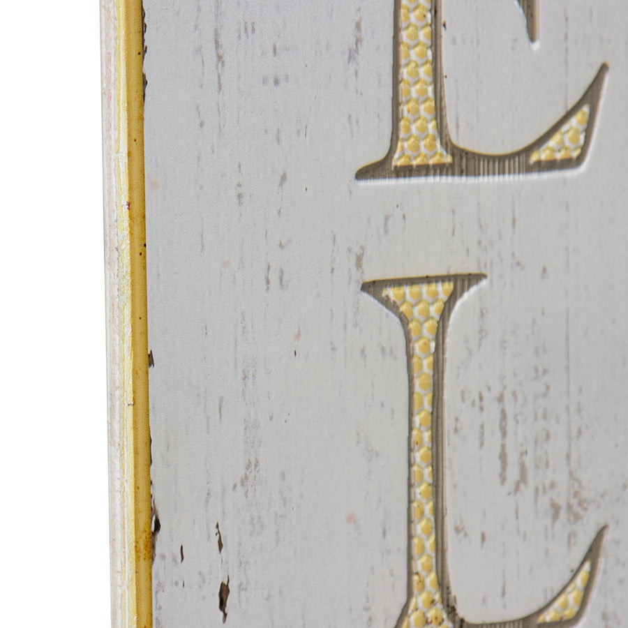 Premium Fir Wood Wall Sign 120cm Welcome Decor - Distressed White & Yellow
