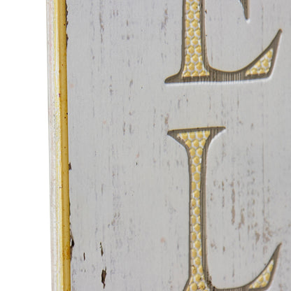 Premium Fir Wood Wall Sign 120cm Welcome Decor - Distressed White & Yellow