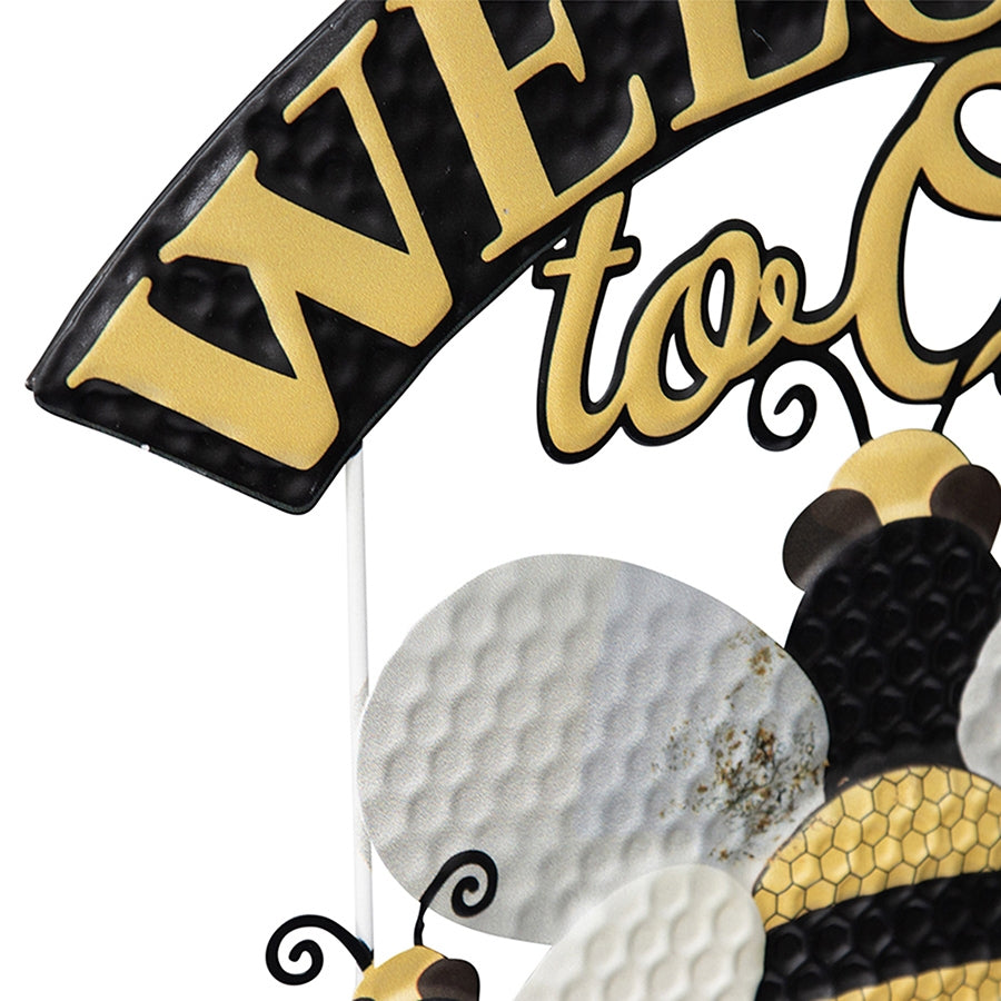 Premium Iron Wall Sign with Welcome Honey Hive Design - Multi Colour
