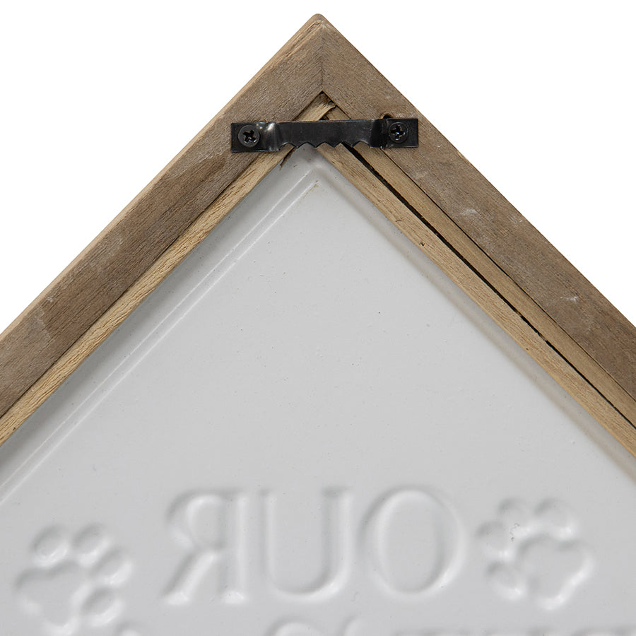 Pet Rules Wall Sign - Fir Wood Wall Art Decor, 33x66cm, White/Black/Natural