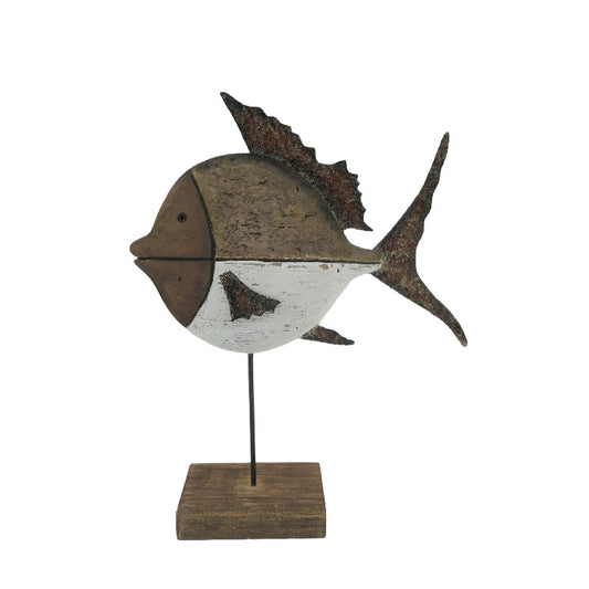 Set 2 Handcrafted Fish On Base Assort 28cm, 20cm