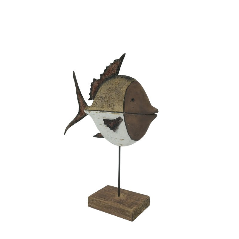 Set 2 Handcrafted Fish On Base Assort 28cm, 20cm