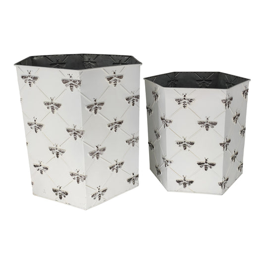 Set 2 Hexagon Bee Planters 30cm