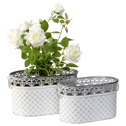 Set 2 French Country Oval Planter / Storage 40cm