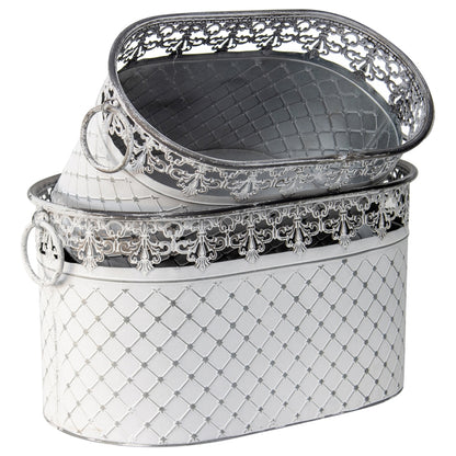 Set 2 French Country Oval Planter / Storage 40cm