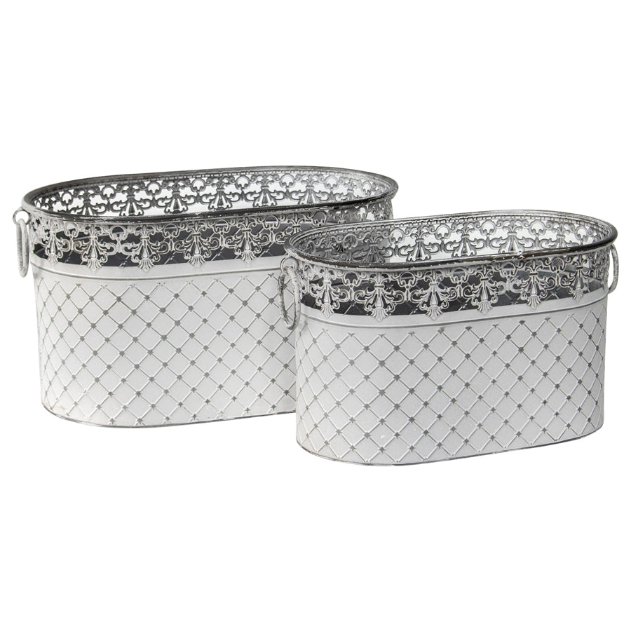 Set 2 French Country Oval Planter / Storage 40cm