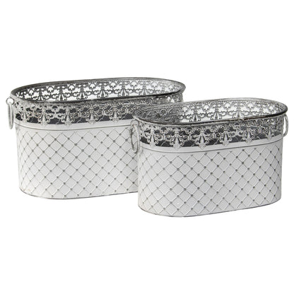 Set 2 French Country Oval Planter / Storage 40cm