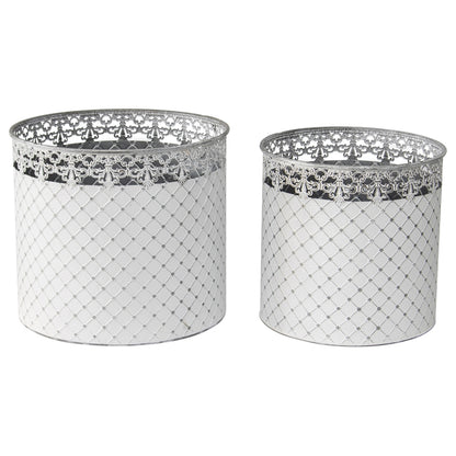 Set 2 French Country Round Planter / Storage 32cm