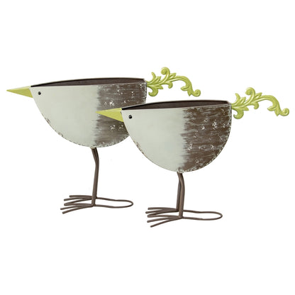 Set 2 Green Bird Planters / Storage 49cm