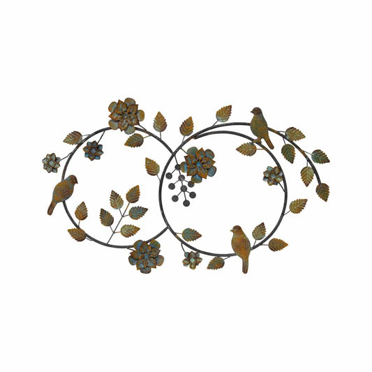 Colour Rust Birds & Flowers Metal Wall Art 70cm