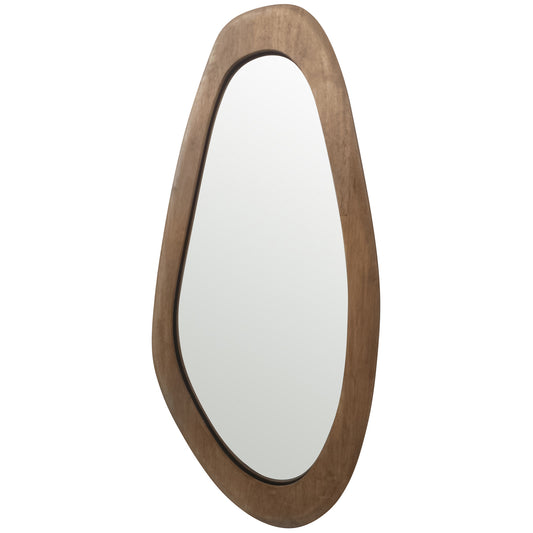 Mid Century Asymmetric Wood Framed Wall Mirror 40x85cm