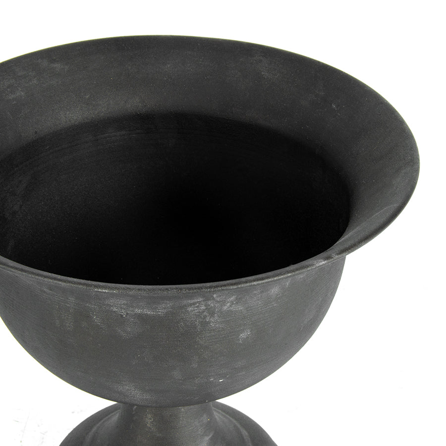 Baroque Black Metal Footed Urn 20x18cm