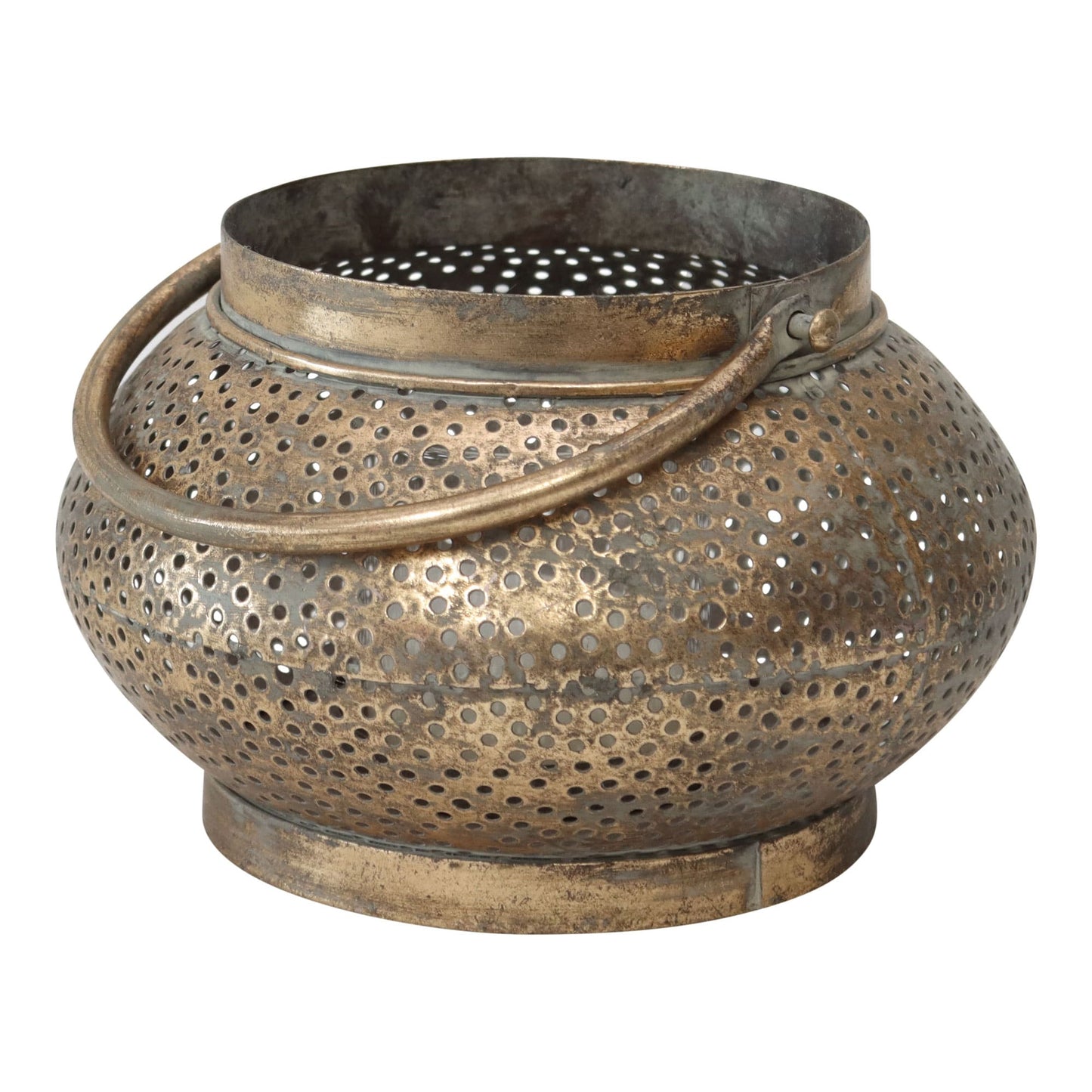 Lustre Pinholes w Handle Pillar Candle holder 21cm