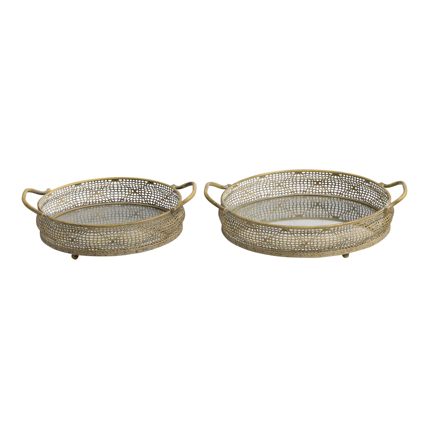 Set 2 Lustre Hive Mirrored Trays 41cm