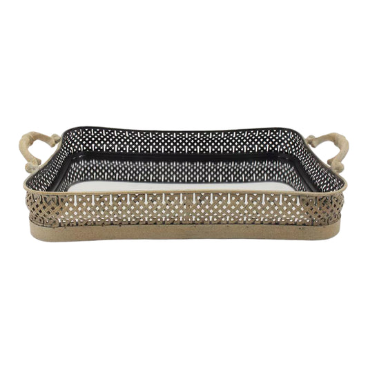 Elementals Curved Antique Gold Mirrored Tray 47cm